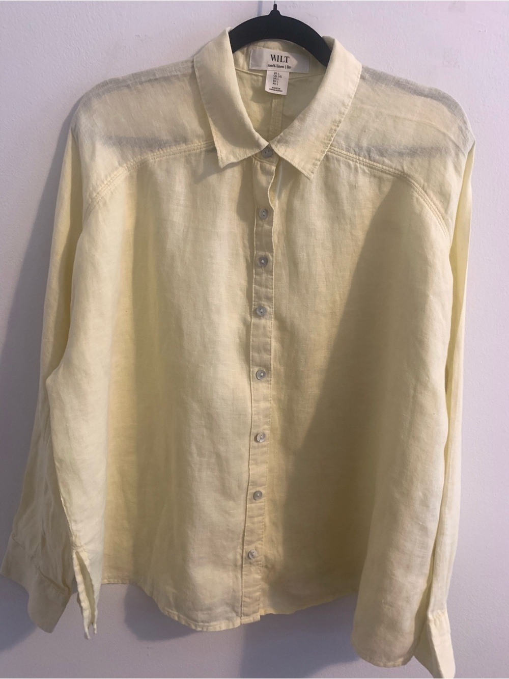 Wilt Women’s Light Yellow Linen Button-Down Shirt